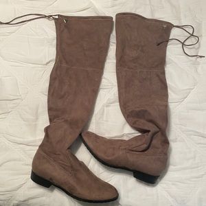 Guess Thigh-High Suede Boots - Tan